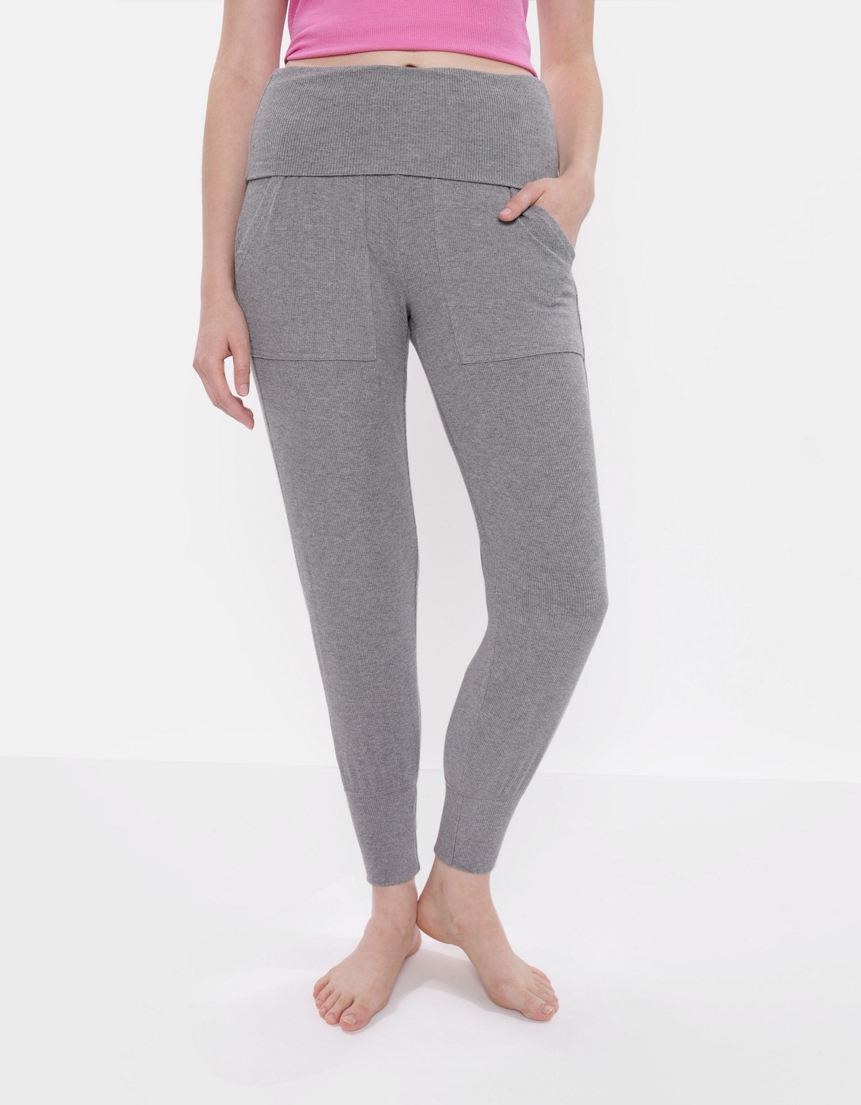 Buy Aerie Real Soft Ribbed Foldover Jogger online American Eagle Outfitters