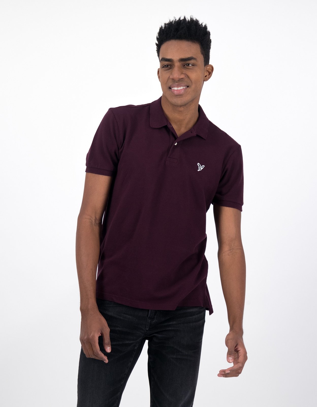 Burgundy polo t top shirt