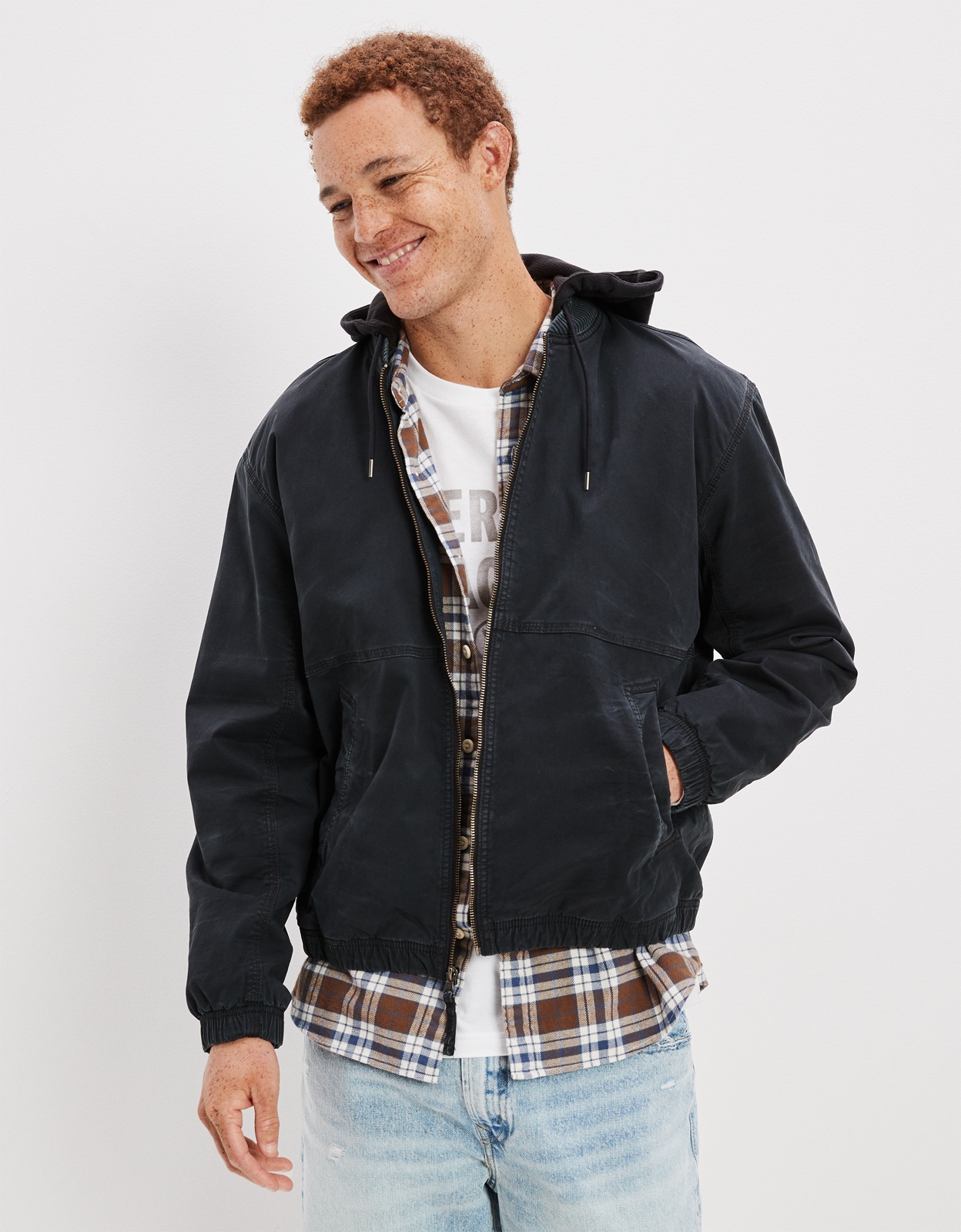 Hooded store workwear jacket